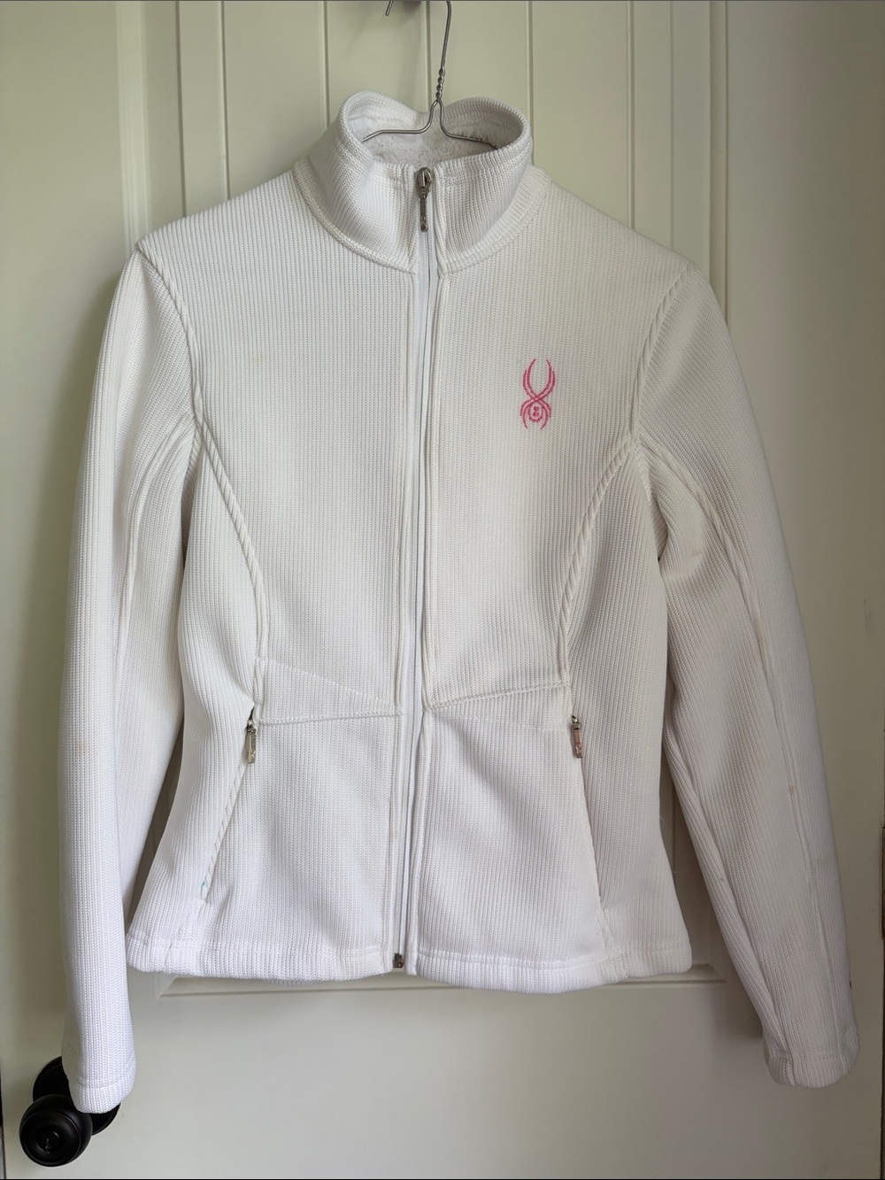 Spyder White Women's Full-Zip Fleece Jacket with Pink Logo